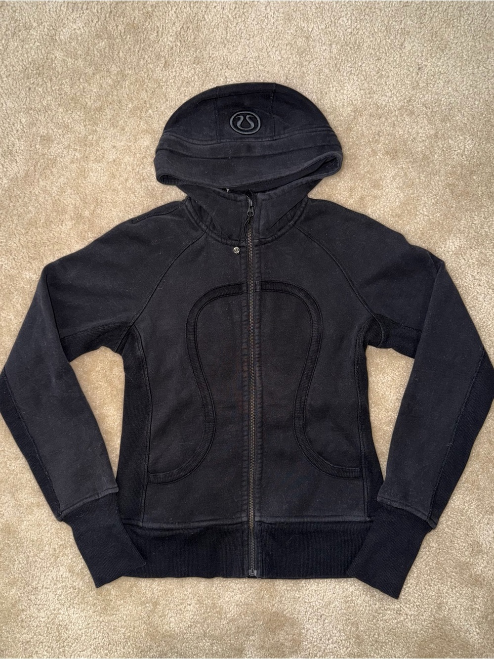 Lululemon Athletica Scuba Full Zip Up Hoodie Black Workout Jacket Women's Size 6